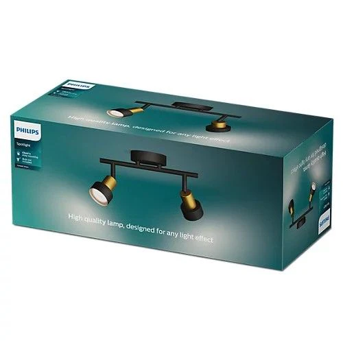 Philips opbouwspot Conduit zwart, messing 2-lichts - Image 2