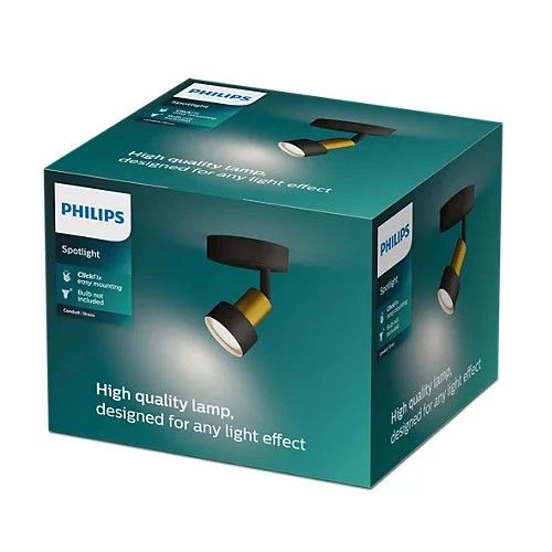 Philips opbouwspot Conduit zwart, messing - Image 2
