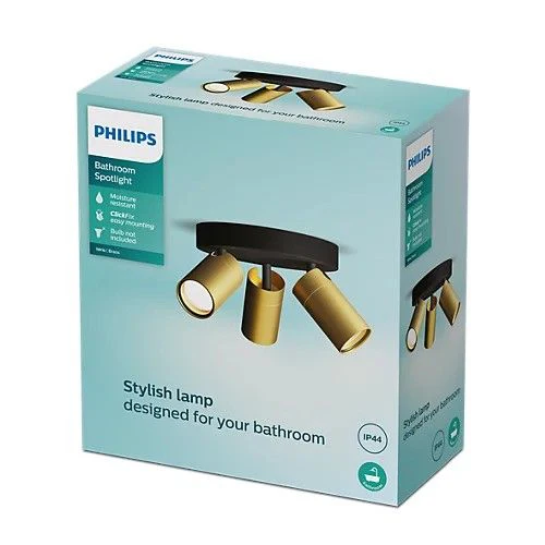 Philips opbouwspot Idris messing 3-lichts - Image 2