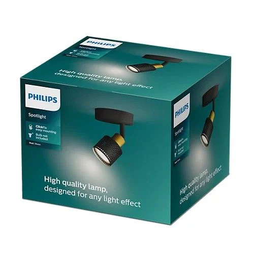 Philips opbouwspot Niall zwart, messing - Image 2