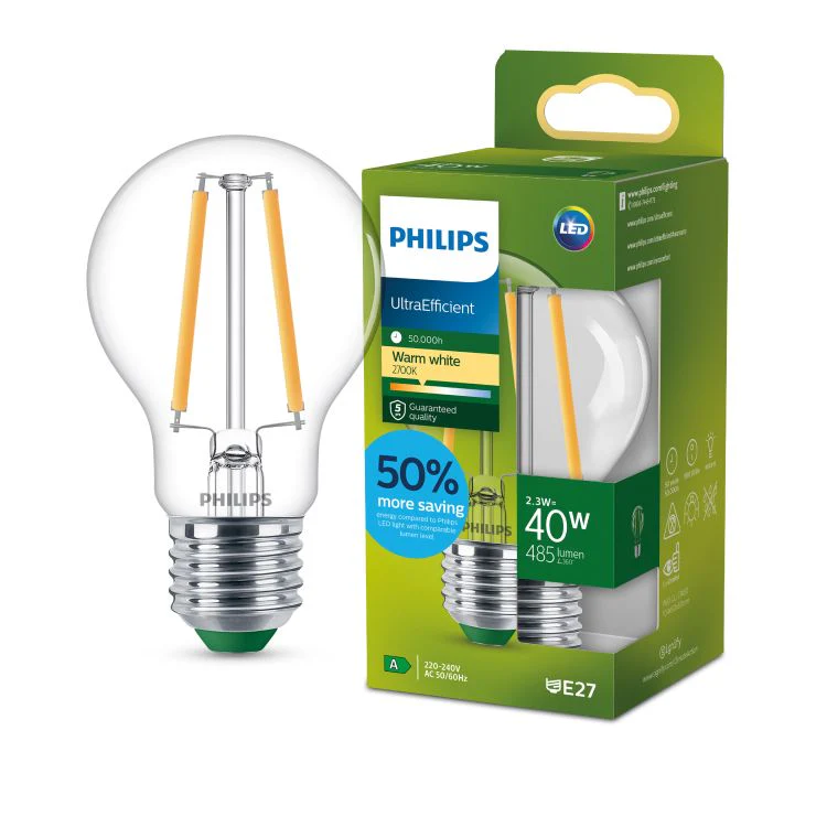 Philips Ultra Efficient LED lamp peer E27 helder ww 2,3W 485LM - Image 3