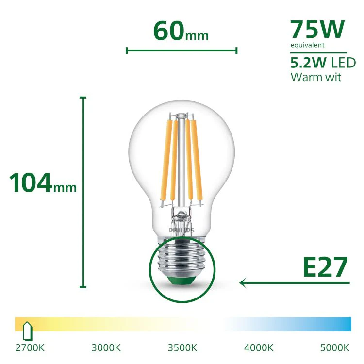 Philips Ultra Efficient LED lamp peer E27 helder ww 5,2W 1095LM - Image 5