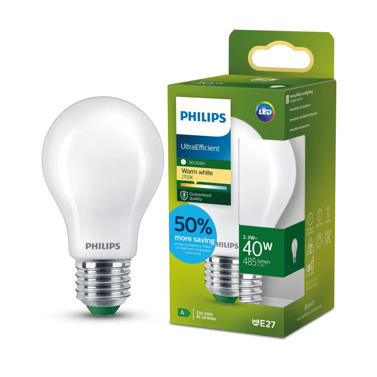 Philips Ultra Efficient LED lamp peer E27 mat warm wit 2,3W 485LM - Image 3