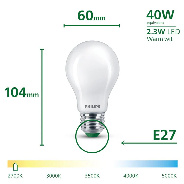 Philips Ultra Efficient LED lamp peer E27 mat warm wit 2,3W 485LM - Image 5