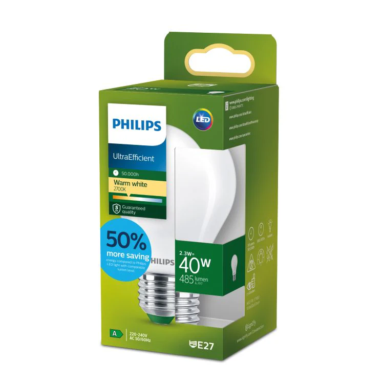 Philips Ultra Efficient LED lamp peer E27 mat warm wit 2,3W 485LM - Image 6