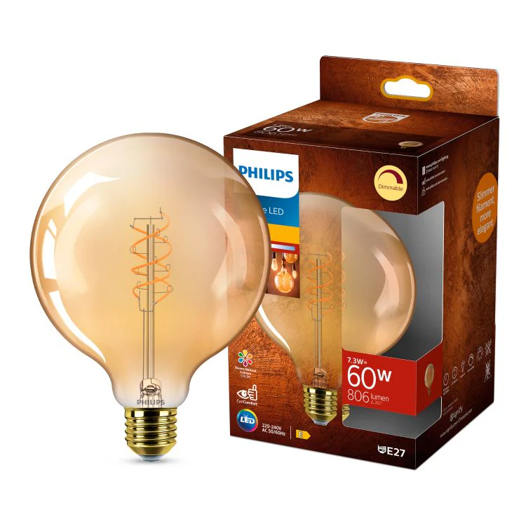 Philips Vintage LED lamp globe dimbaar E27 amber extra ww 7,3W 806LM - Image 3