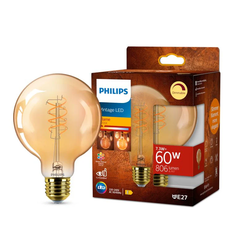 Philips Vintage LED lamp globe dimbaar E27 amber extra ww 7,3W 806LM - Image 3