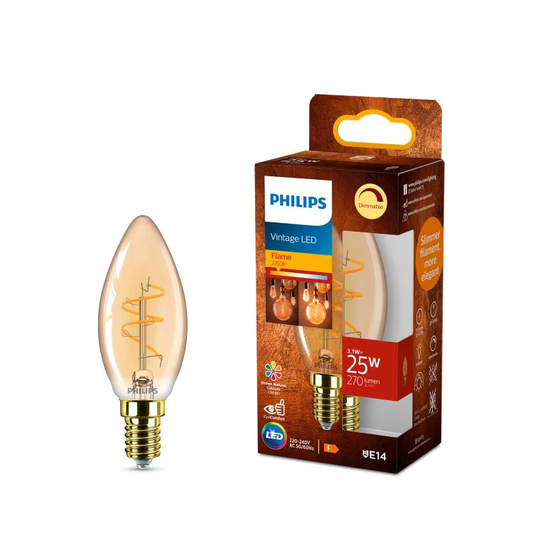 Philips Vintage LED lamp kaars dimbaar E14 amber extra ww 3,1W 270LM - Image 3