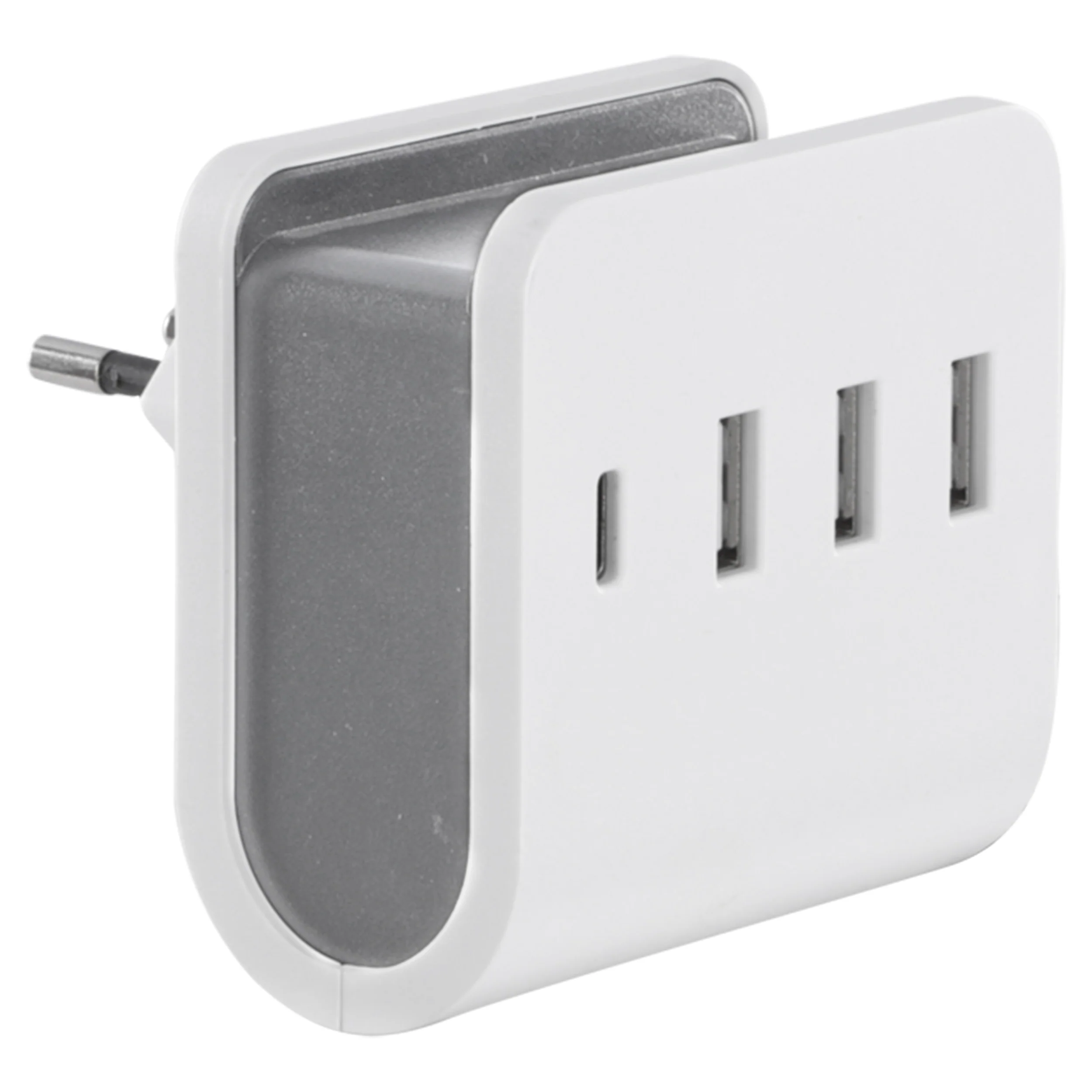 Q-Link adapterstekker 4-voudig 3x USB A, 1x USB C wit, grijs - Image 2