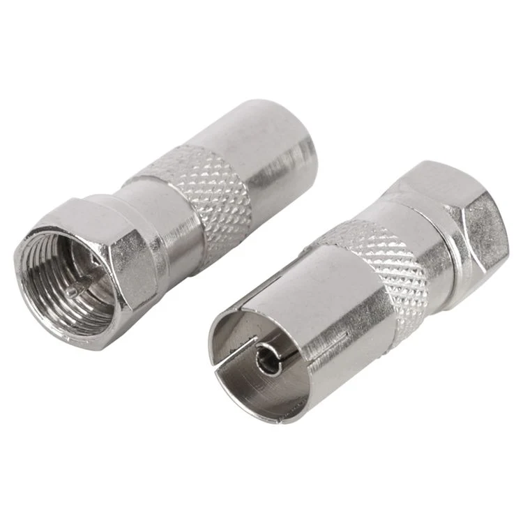 Q-Link coax adapter 1x male, 1x female zilver - Image 2