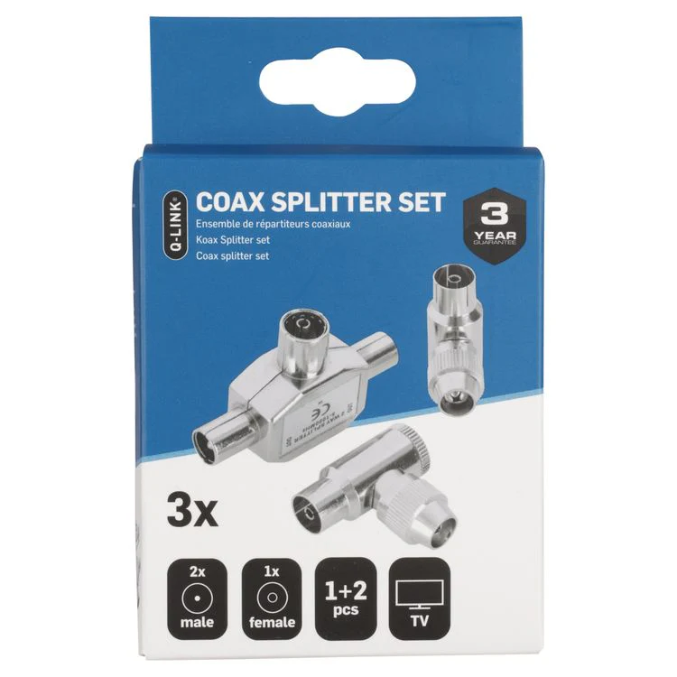 Q-Link coax splitter 1x female, 1x female haaks zilver - Image 2