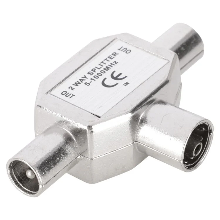 Q-Link coax splitter 2x male, 1x female zilver - Image 2