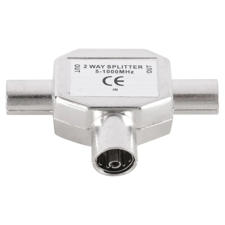 Q-Link coax splitter 2x male, 1x female zilver - Image 3