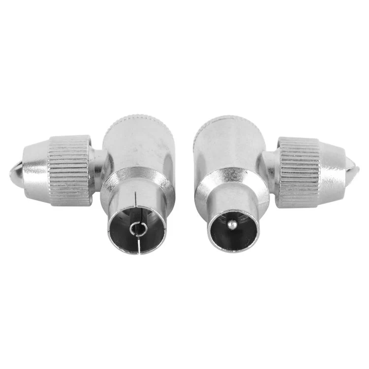 Q-Link coax stekker 1x male, 1x female haaks zilver - Image 2