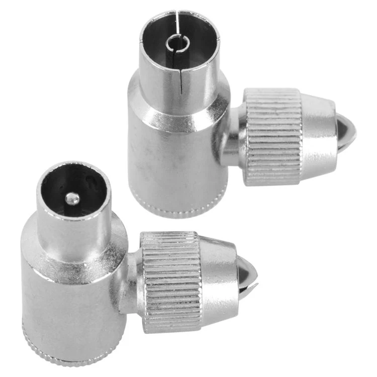 Q-Link coax stekker 1x male, 1x female haaks zilver - Image 3