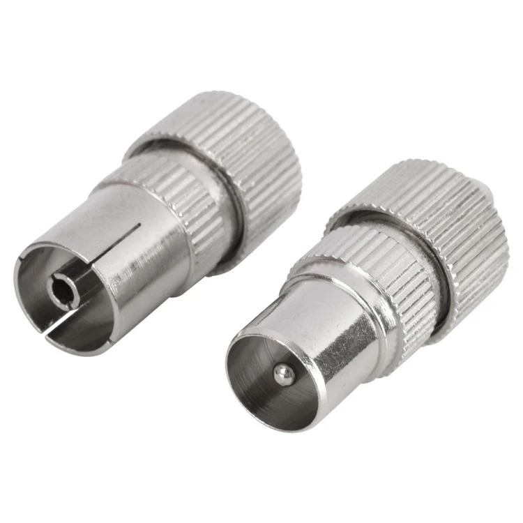 Q-Link coax stekker 1x male, 1x female recht zilver - Image 2