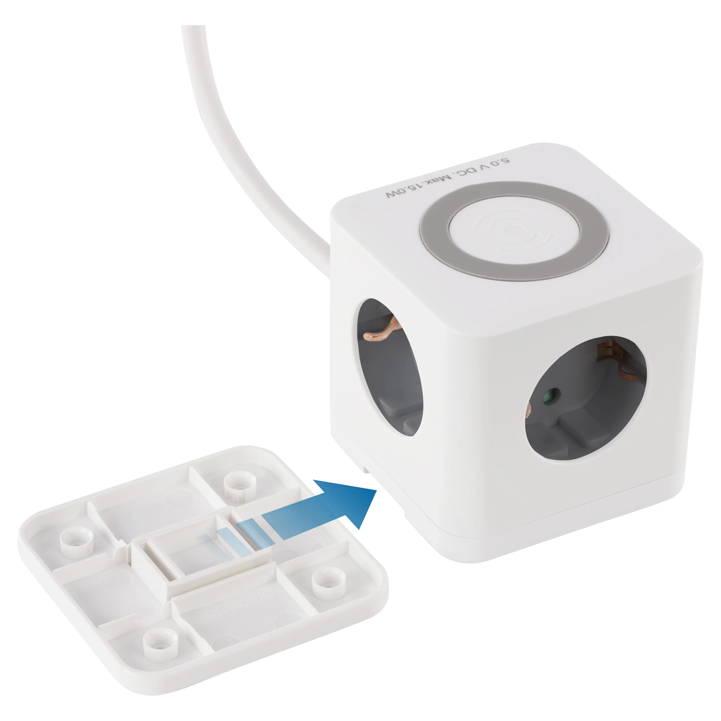 Q-Link Cube stekkerdoos 3-voudig 3x geaard, 2x USB A, 1x USB C wit 1,5m - Image 11