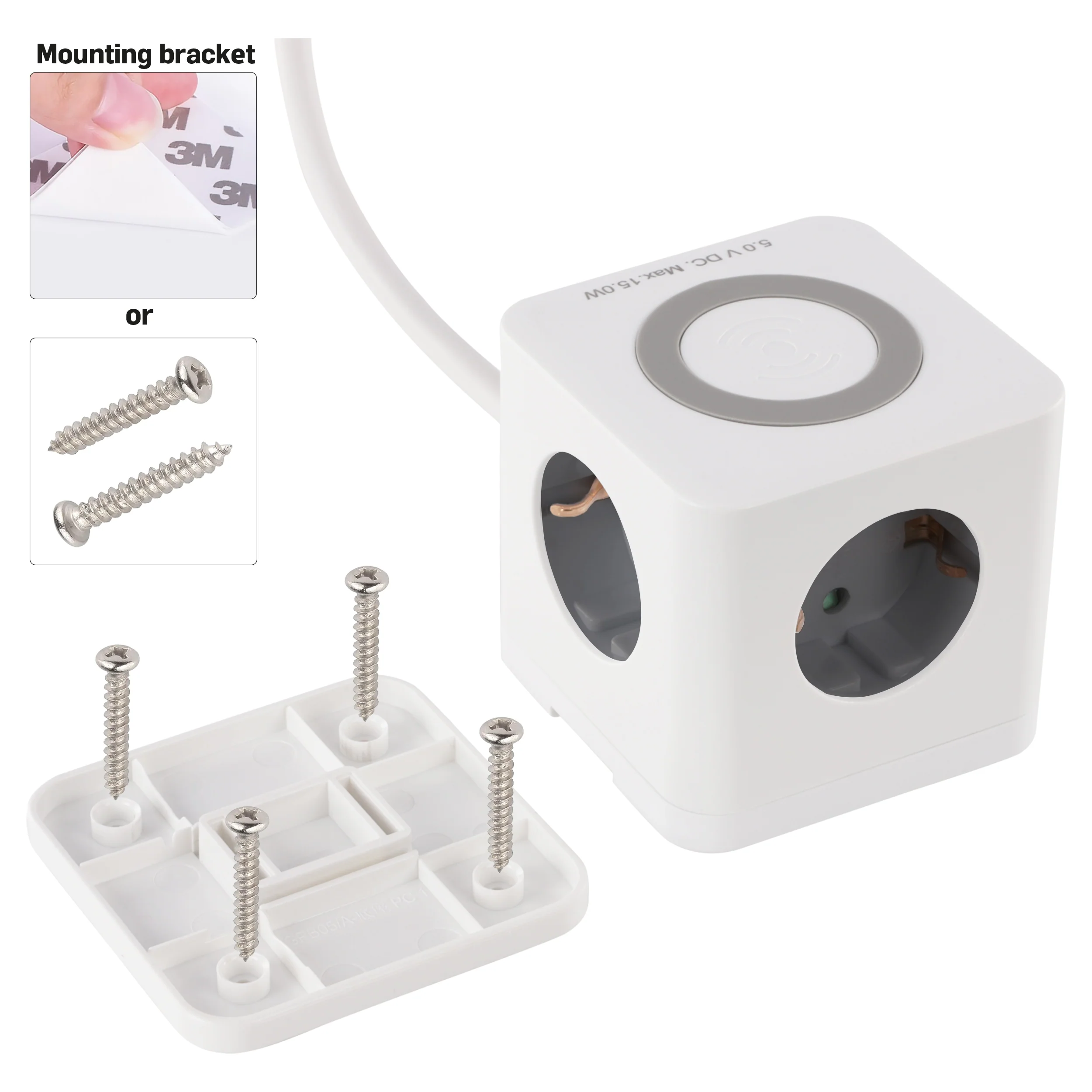Q-Link Cube stekkerdoos 3-voudig 3x geaard, 2x USB A, 1x USB C wit 1,5m - Image 12