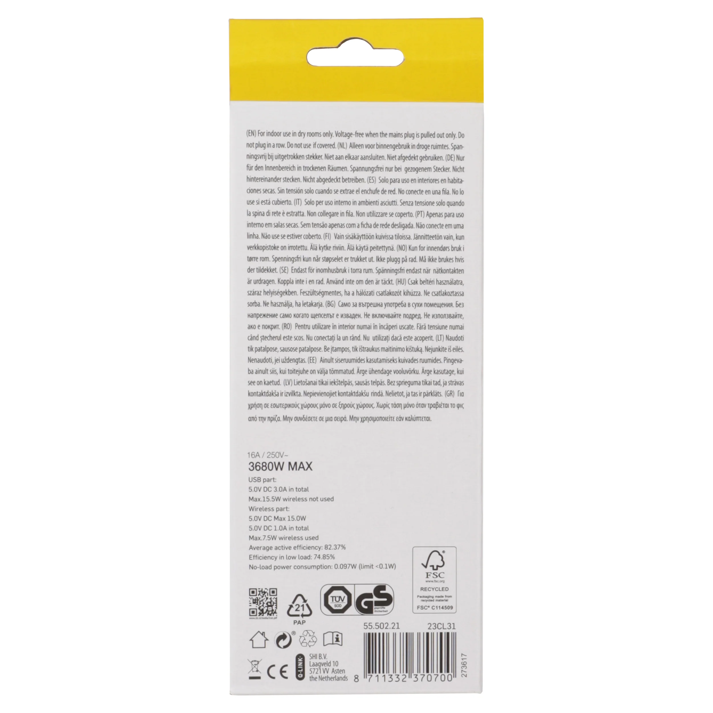 Q-Link Cube stekkerdoos 3-voudig 3x geaard, 2x USB A, 1x USB C wit 1,5m - Image 3