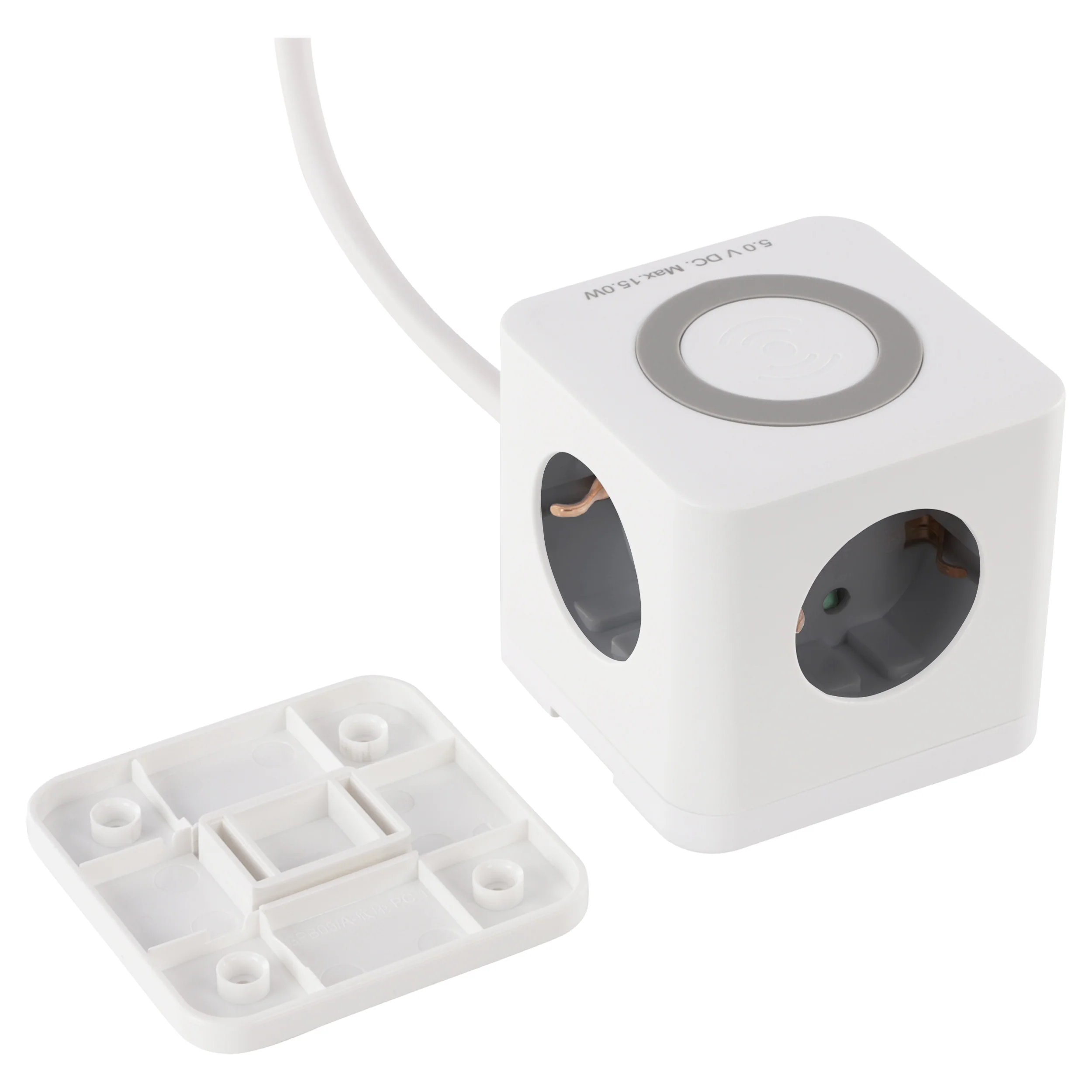 Q-Link Cube stekkerdoos 3-voudig 3x geaard, 2x USB A, 1x USB C wit 1,5m - Image 4