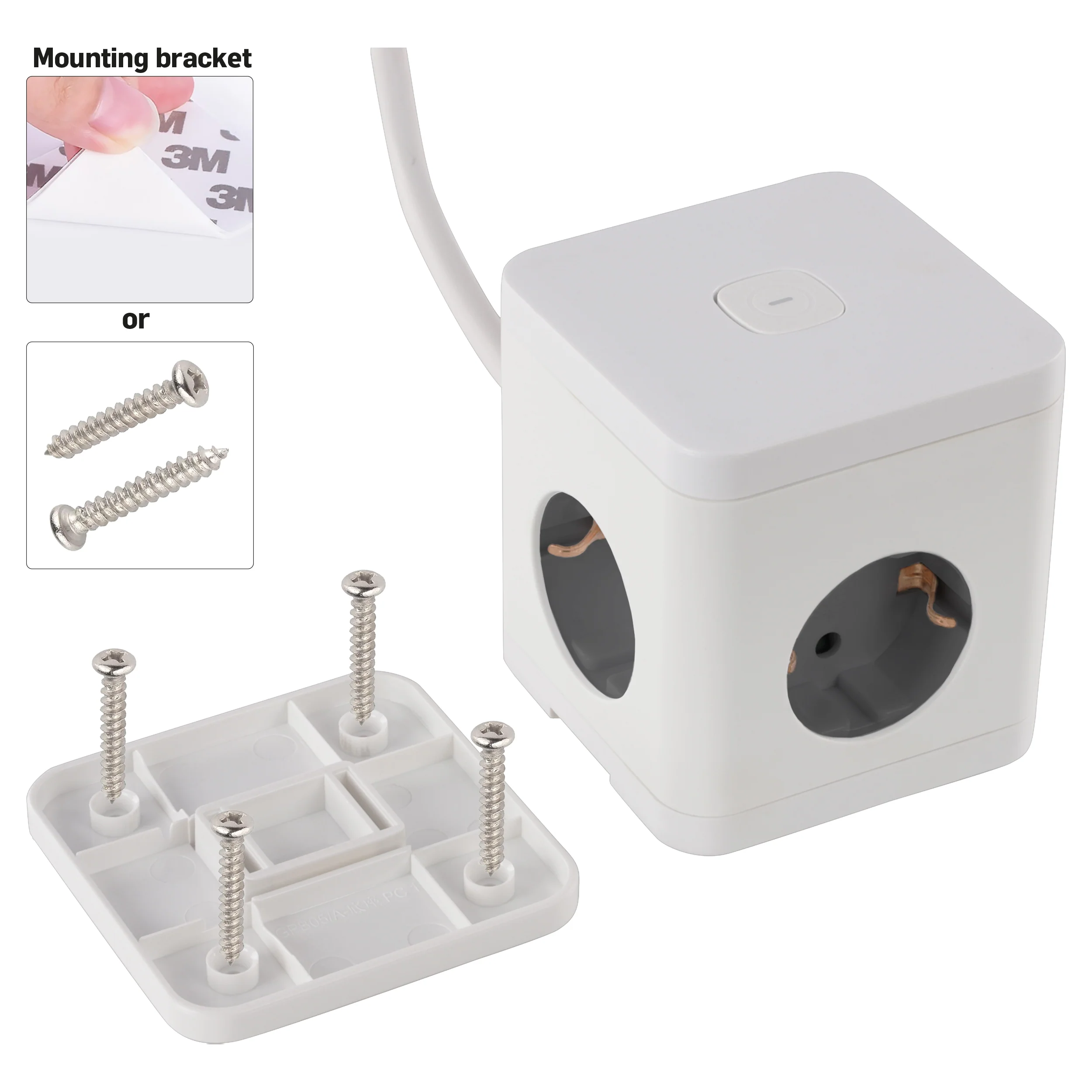Q-Link Cube stekkerdoos 4-voudig 4x geaard, 2x USB A, 1x USB C wit 1,5m - Image 4