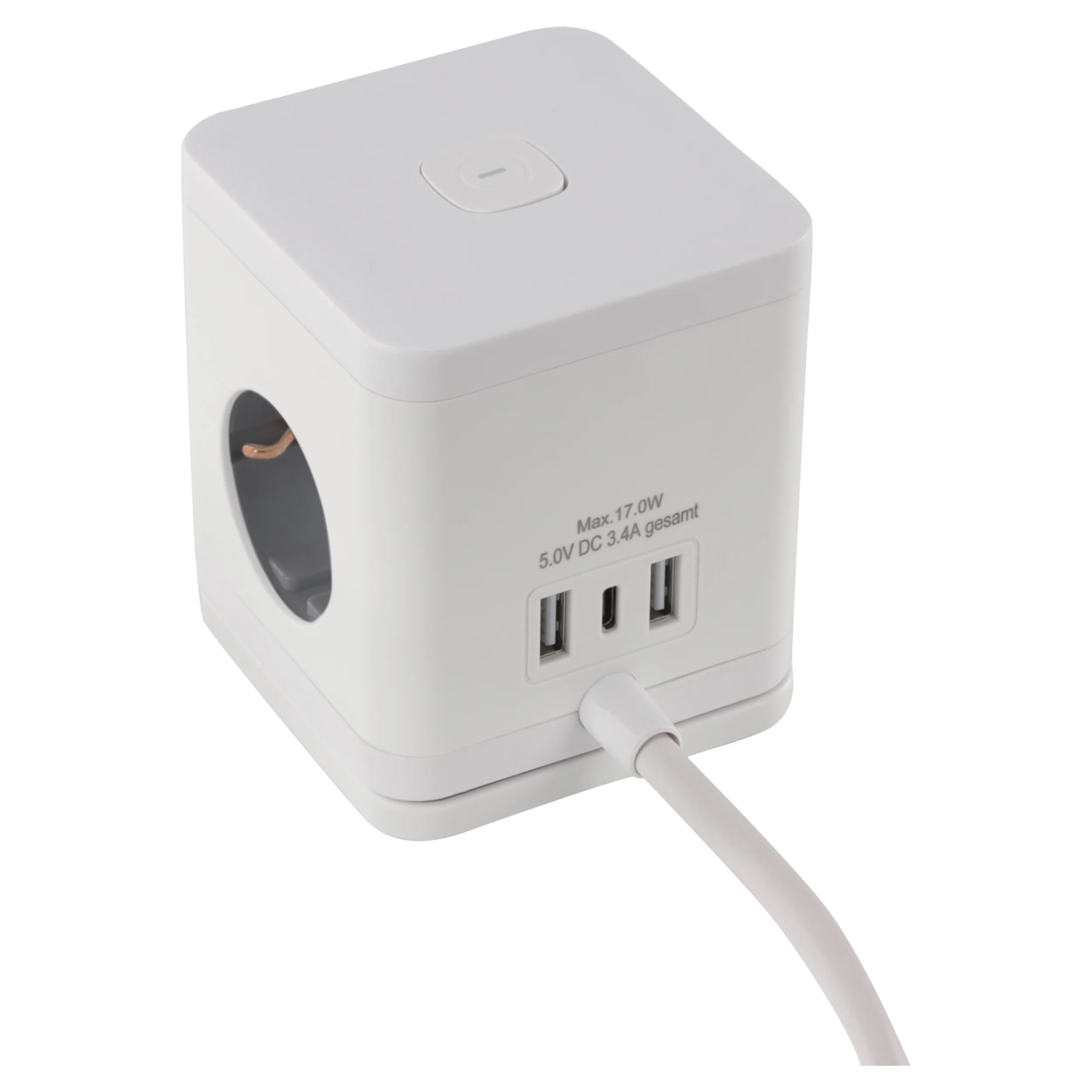 Q-Link Cube stekkerdoos 4-voudig 4x geaard, 2x USB A, 1x USB C wit 1,5m - Image 6