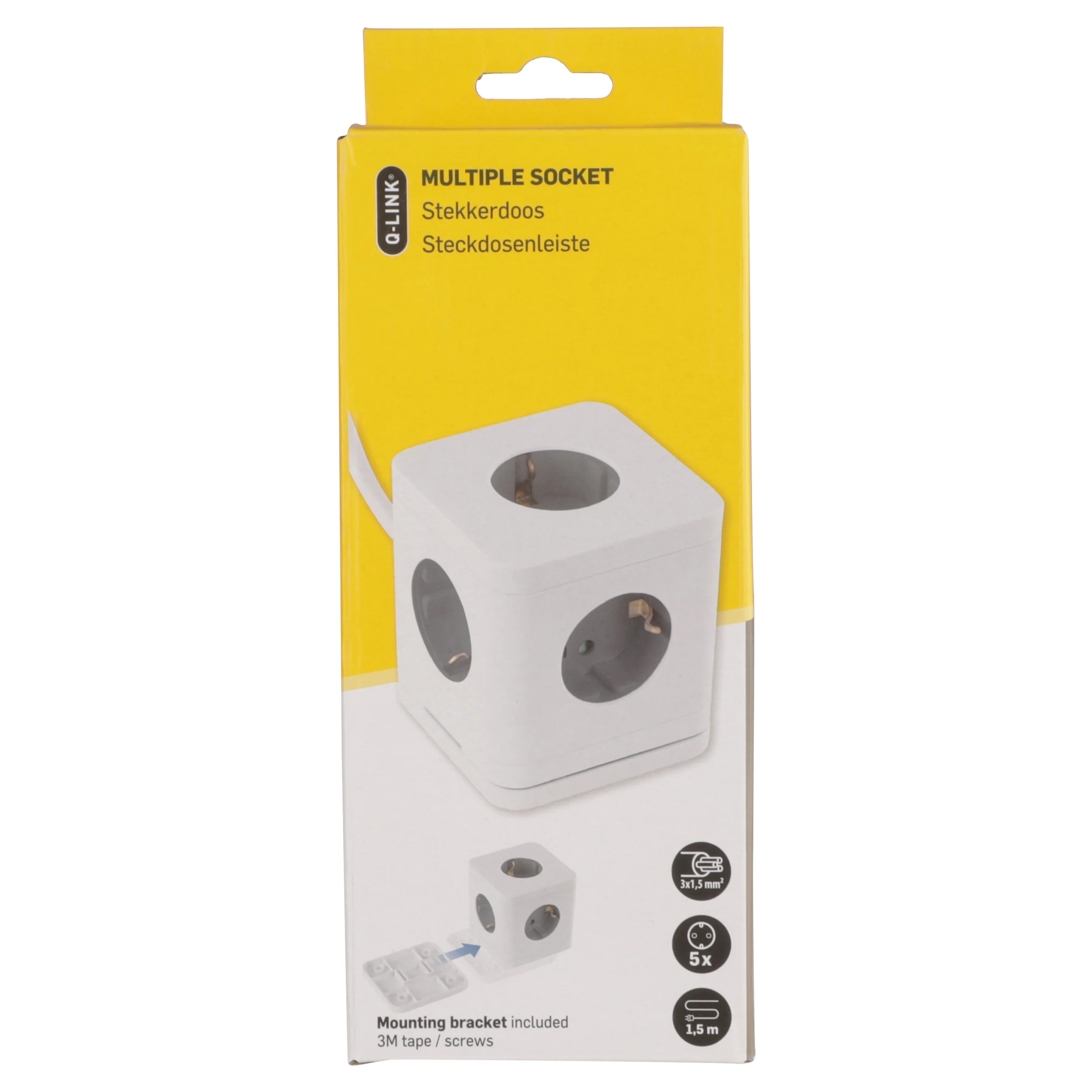 Q-Link Cube stekkerdoos 5-voudig 5x geaard wit, grijs 1,5m - Image 11