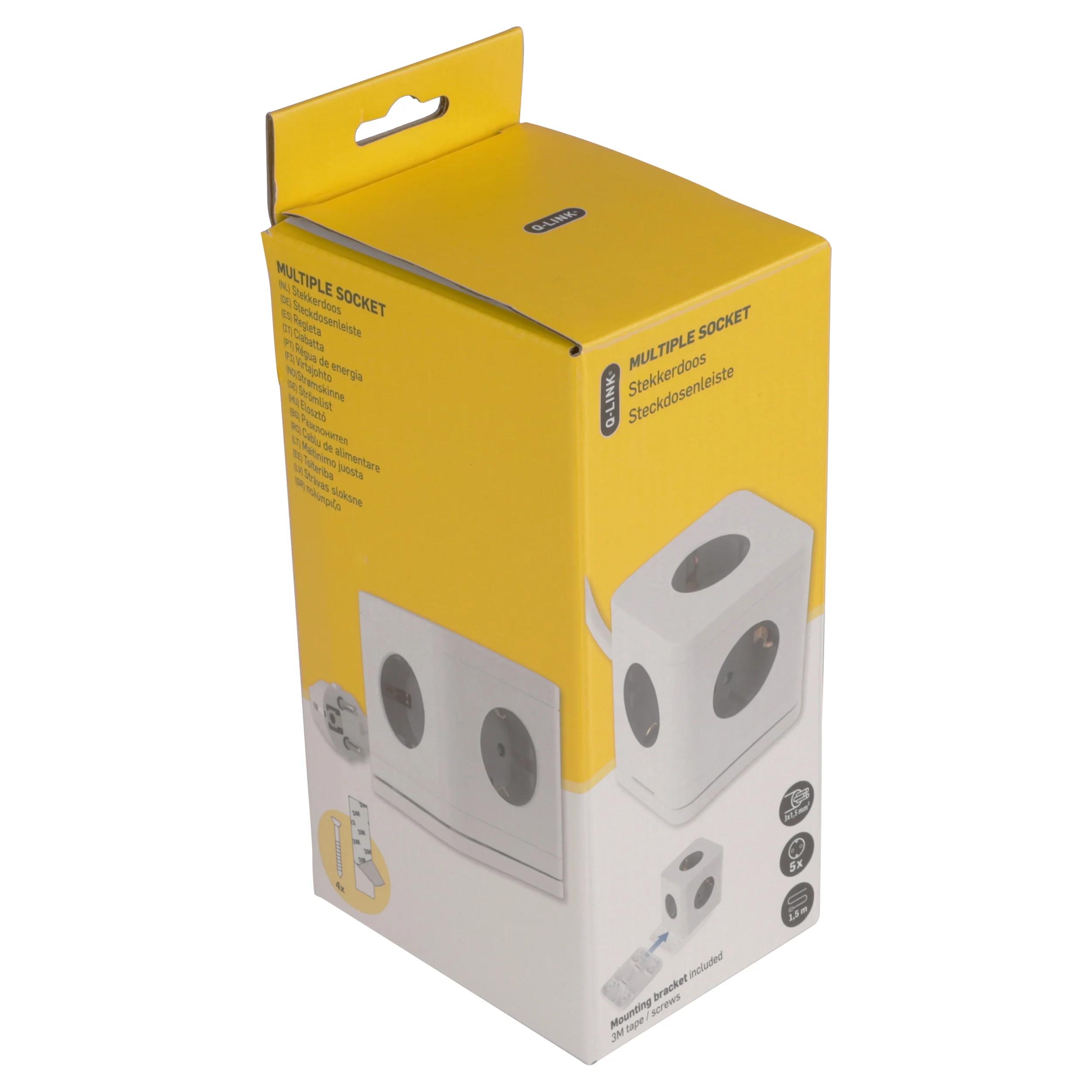 Q-Link Cube stekkerdoos 5-voudig 5x geaard wit, grijs 1,5m - Image 4