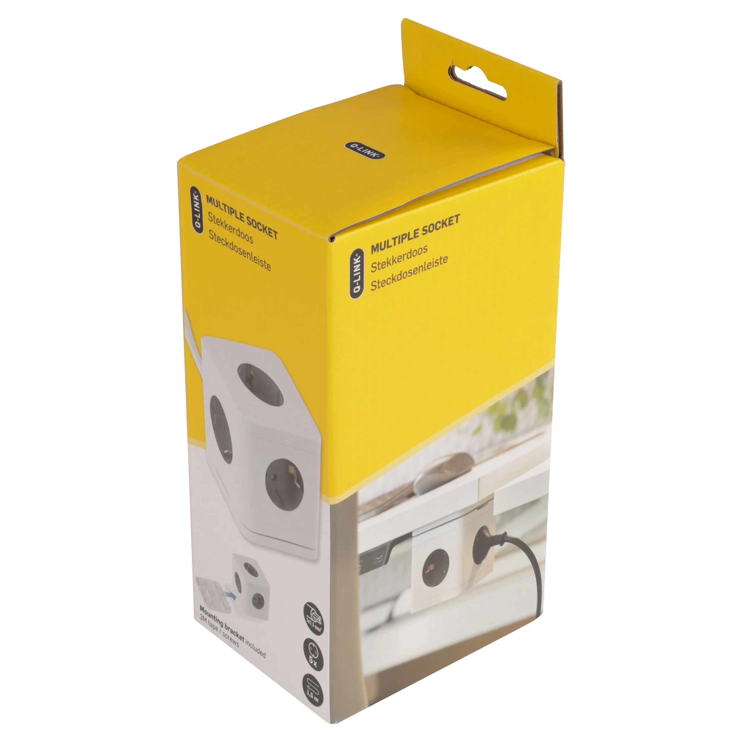 Q-Link Cube stekkerdoos 5-voudig 5x geaard wit, grijs 1,5m - Image 5