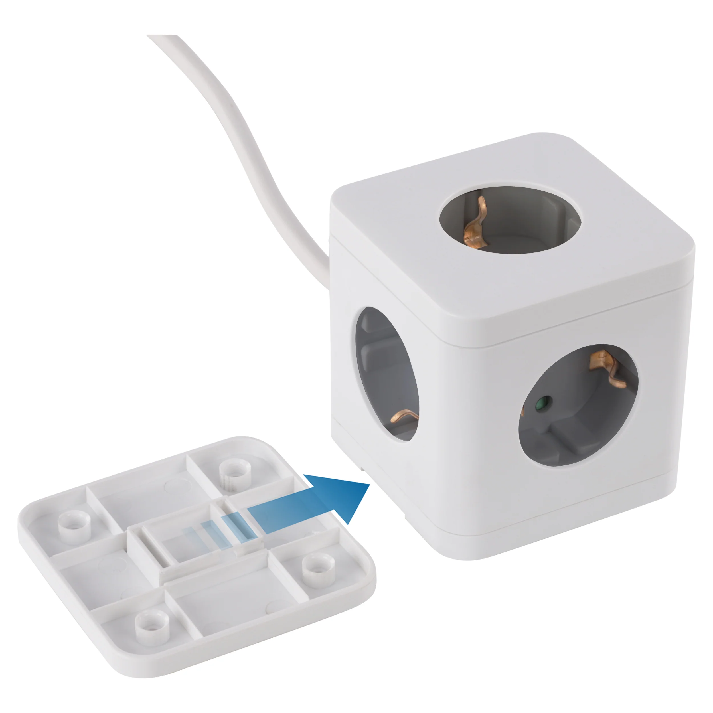 Q-Link Cube stekkerdoos 5-voudig 5x geaard wit, grijs 1,5m - Image 7