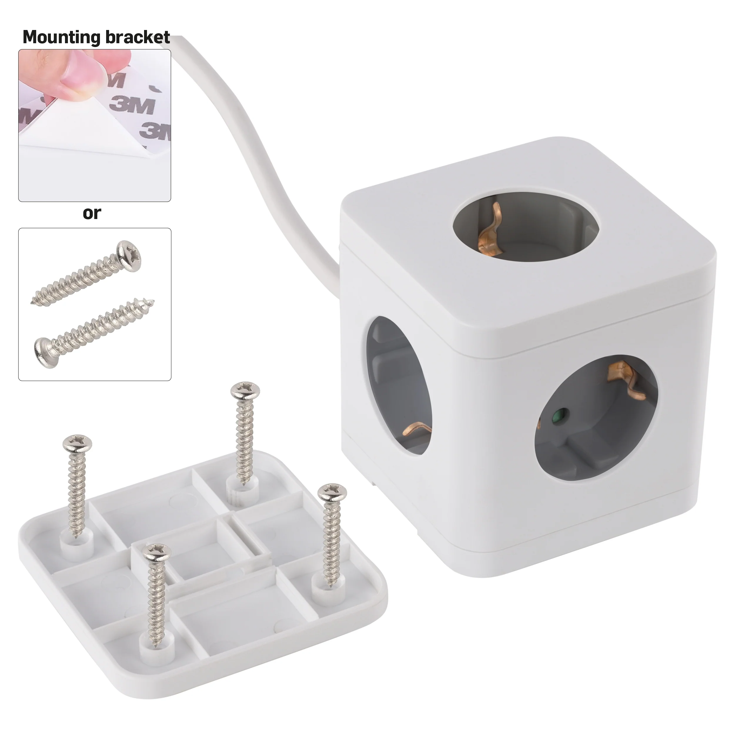 Q-Link Cube stekkerdoos 5-voudig 5x geaard wit, grijs 1,5m - Image 8