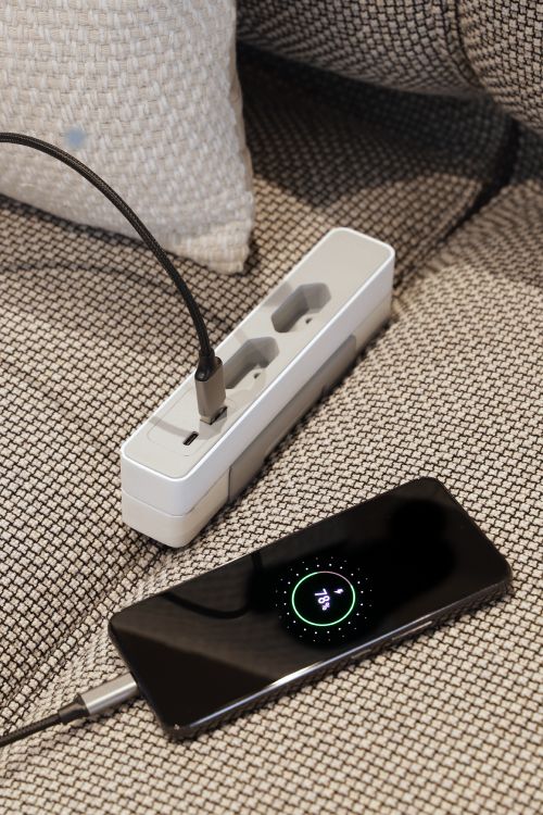 Q-Link Sofa stekkerdoos 2x Euro, 1x USB A, 1x USB C wit, zwart 1,5m - Image 10