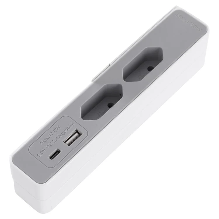 Q-Link Sofa stekkerdoos 2x Euro, 1x USB A, 1x USB C wit, zwart 1,5m - Image 2