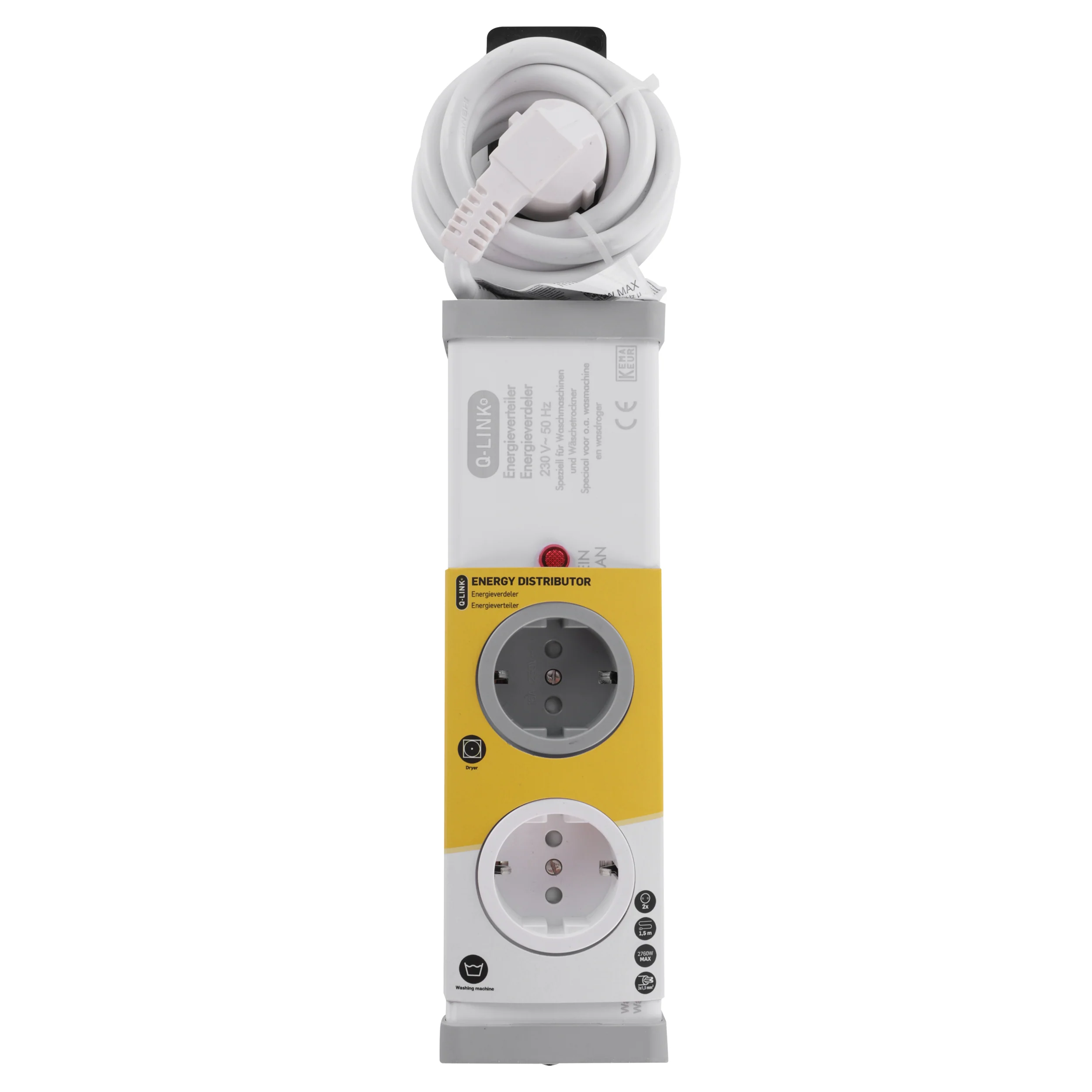 Q-Link stekkerdoos 2-voudig was/-droogautomaat wit 1,5m - Image 4