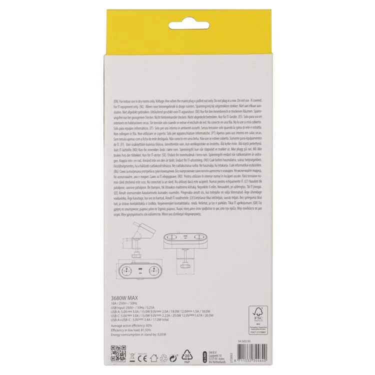 Q-Link stekkerdoos 2x geaard, 1x USB A, 1x USB C wit 1,5m - Image 3