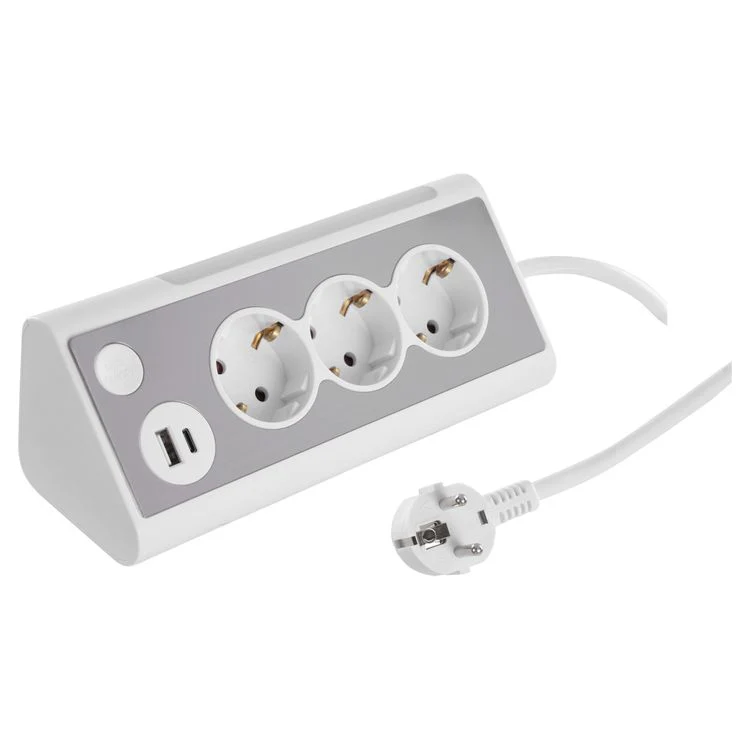 Q-Link stekkerdoos 3-voudig 3x geaard, 1x USB A, 1x USB C wit 1,5m - Image 2