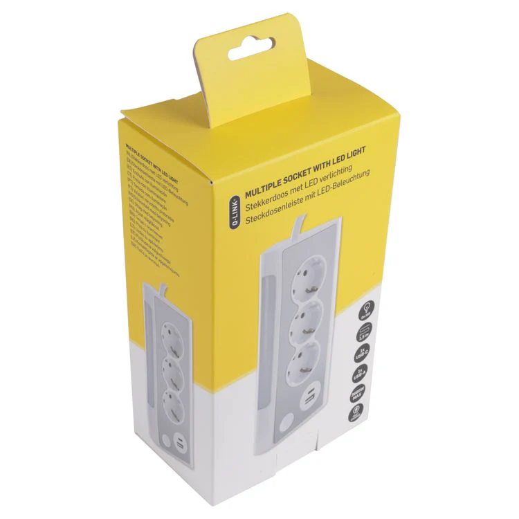 Q-Link stekkerdoos 3-voudig 3x geaard, 1x USB A, 1x USB C wit 1,5m - Image 4