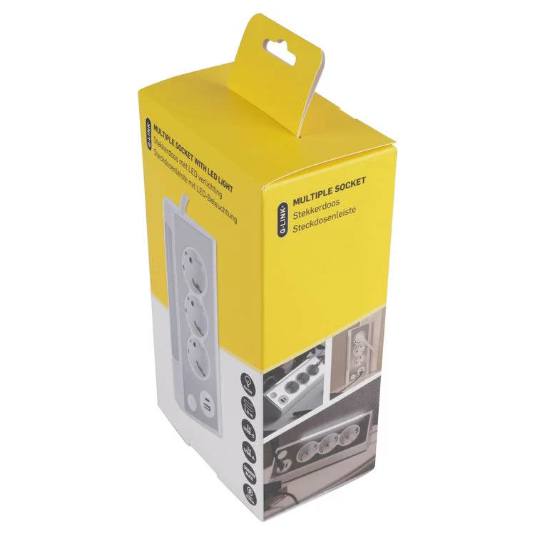 Q-Link stekkerdoos 3-voudig 3x geaard, 1x USB A, 1x USB C wit 1,5m - Image 5