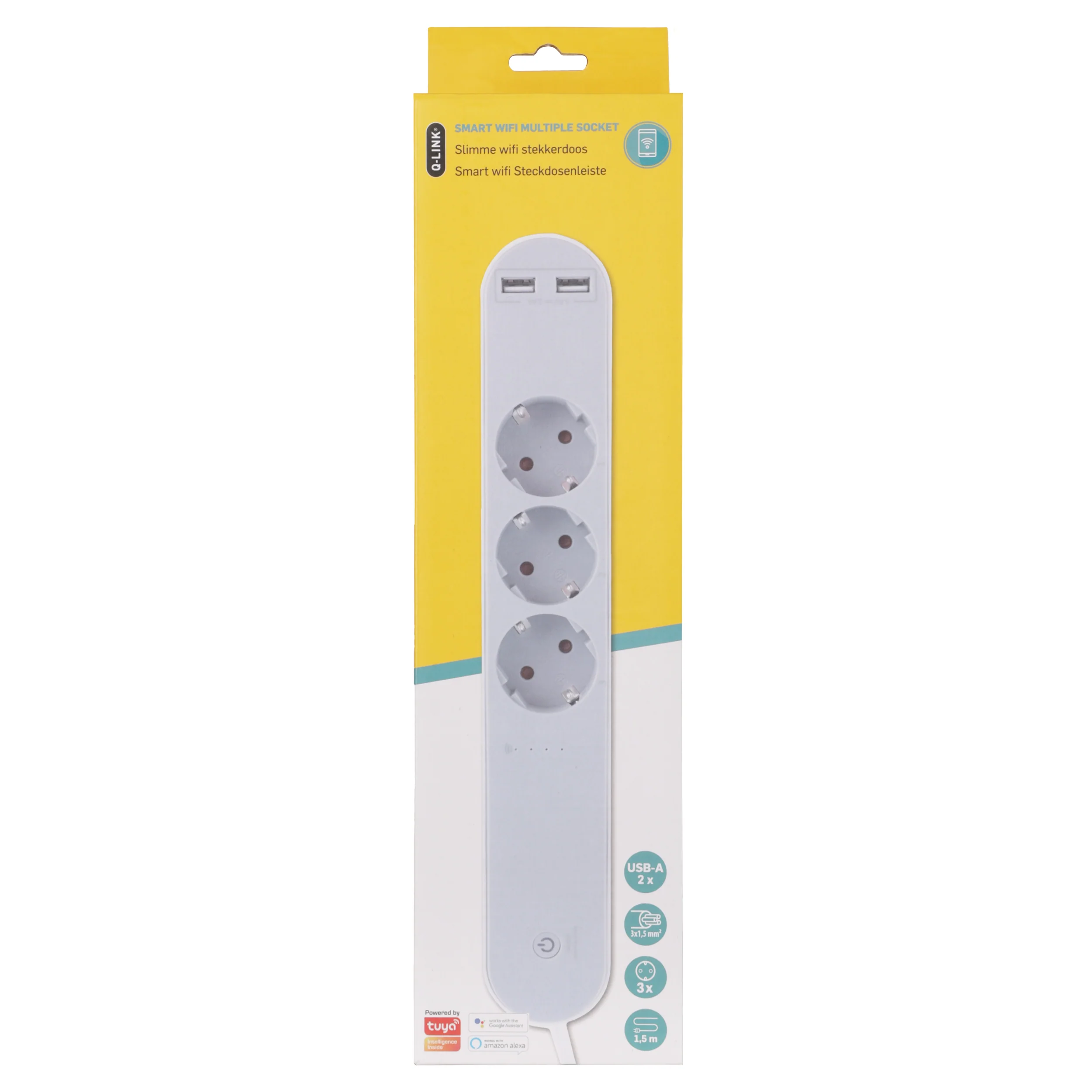 Q-Link stekkerdoos 3-voudig 3x geaard, 2x USB A wit 1,5m - Image 12