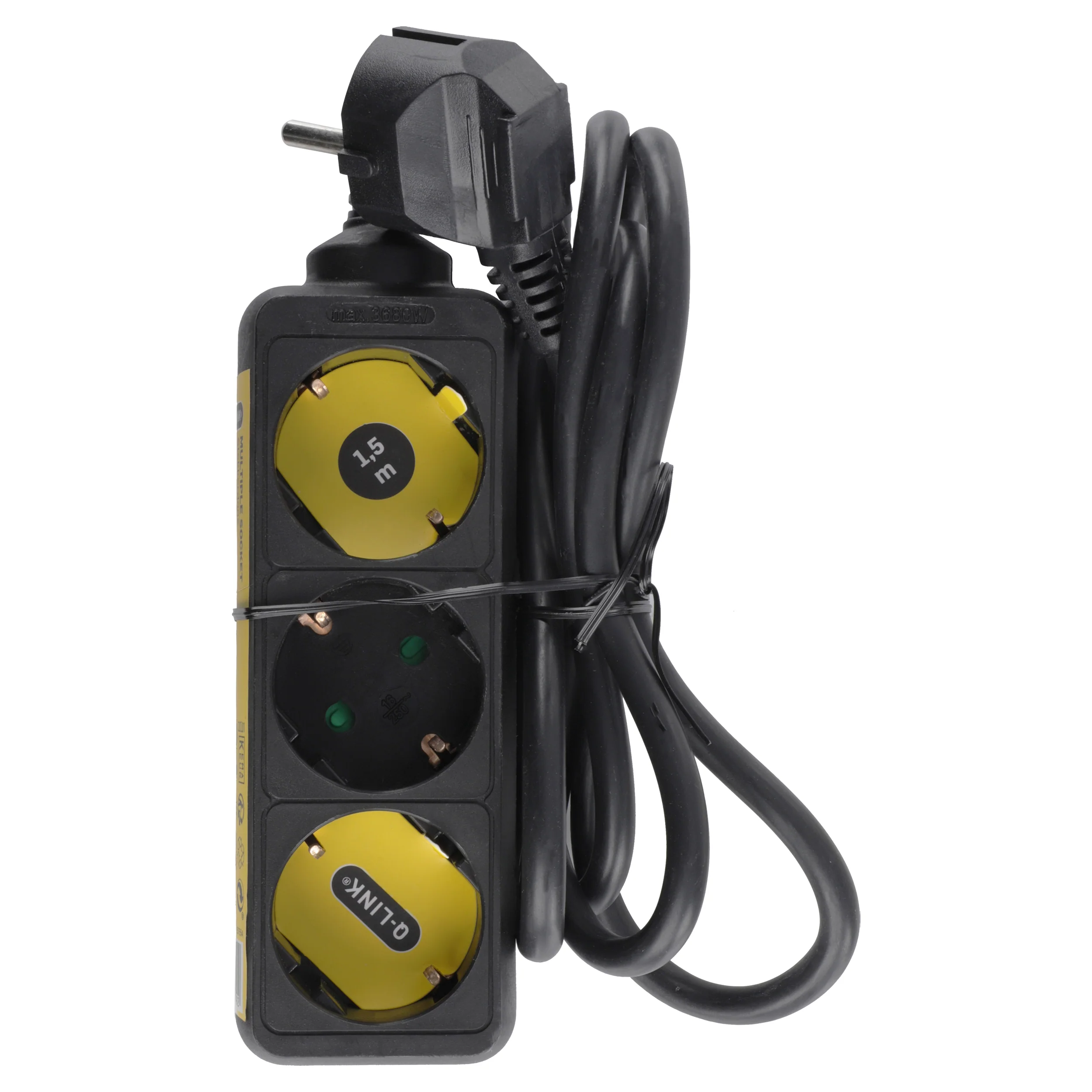 Q-Link stekkerdoos 3-voudig 3x geaard zwart 1,5m - Image 2