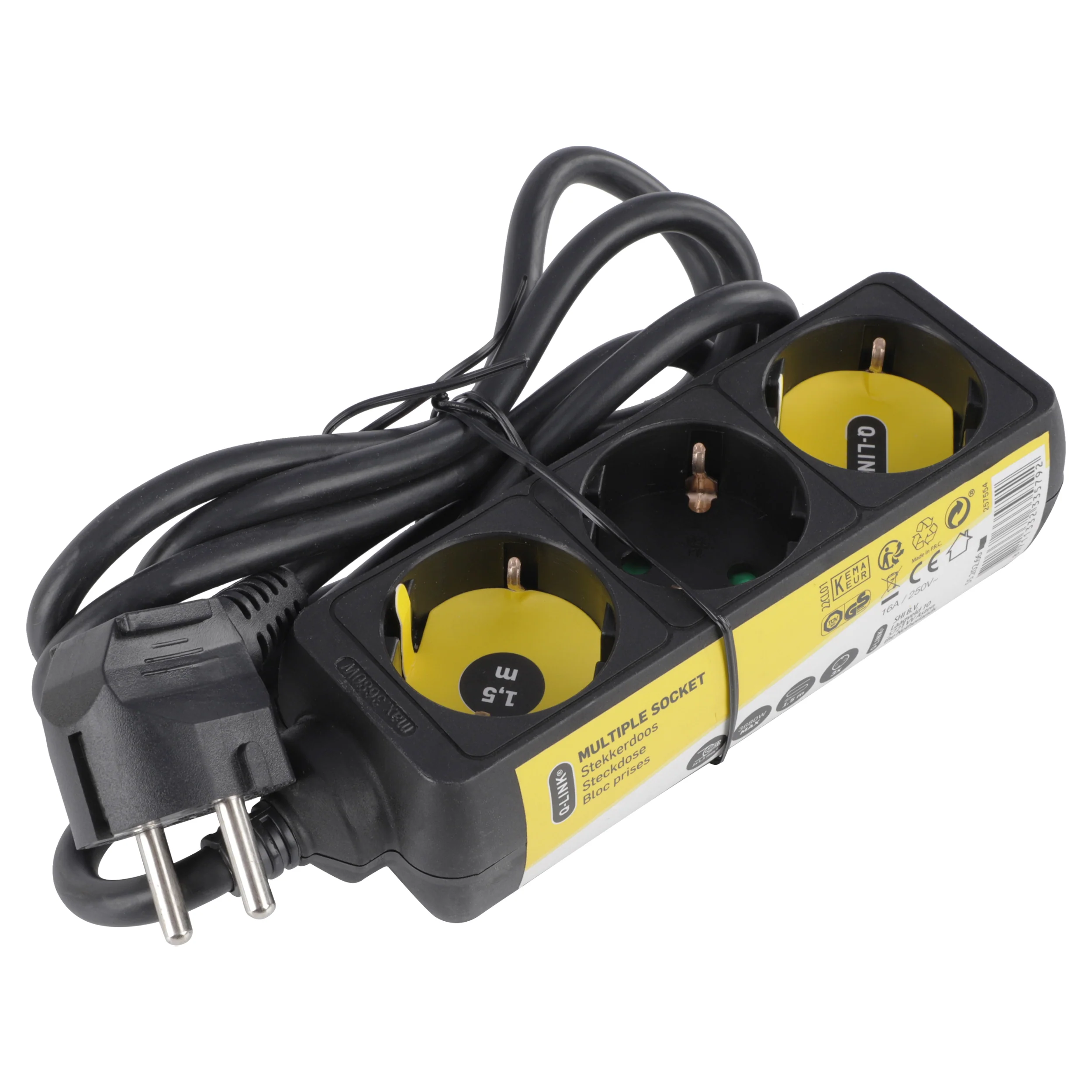 Q-Link stekkerdoos 3-voudig 3x geaard zwart 1,5m - Image 4