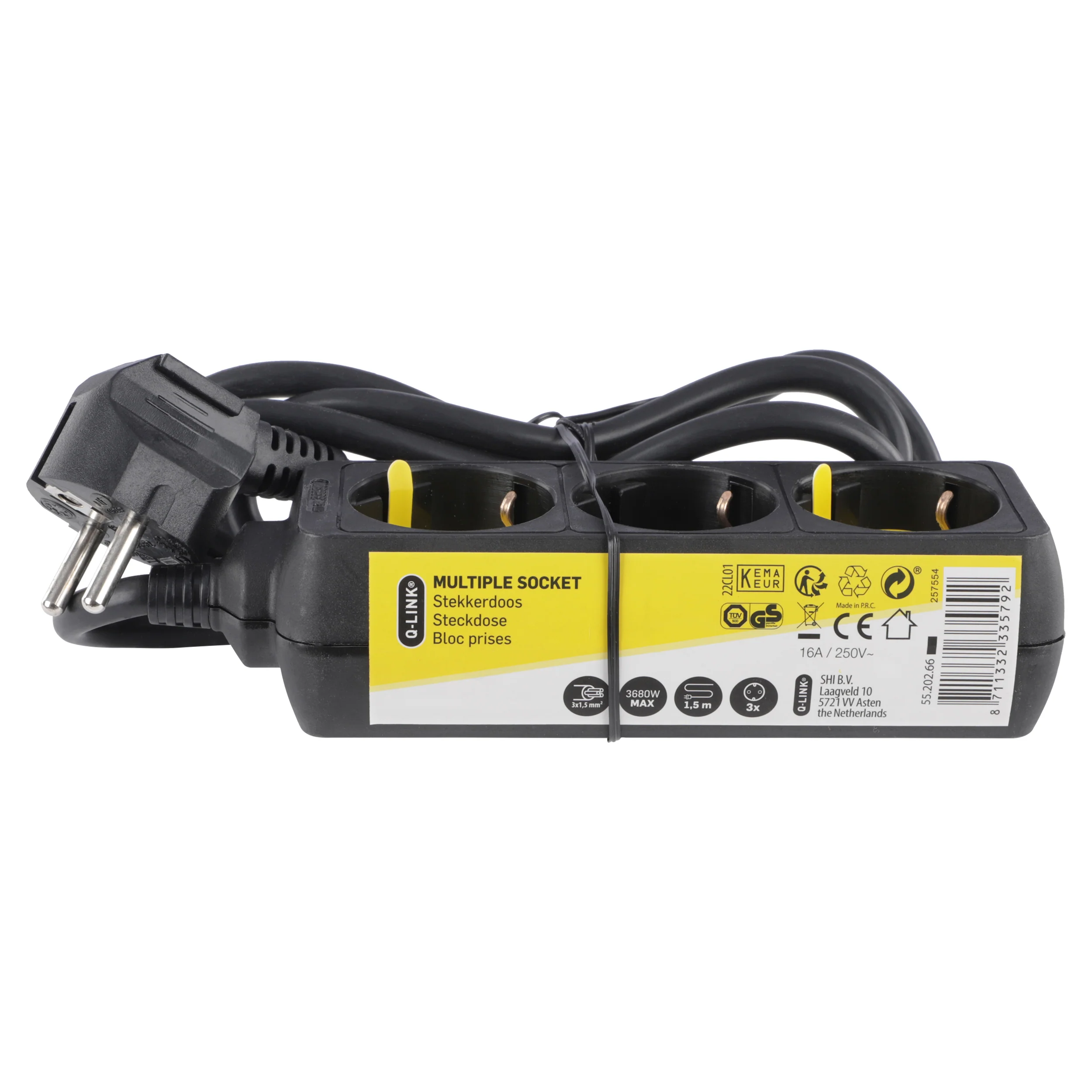 Q-Link stekkerdoos 3-voudig 3x geaard zwart 1,5m - Image 5