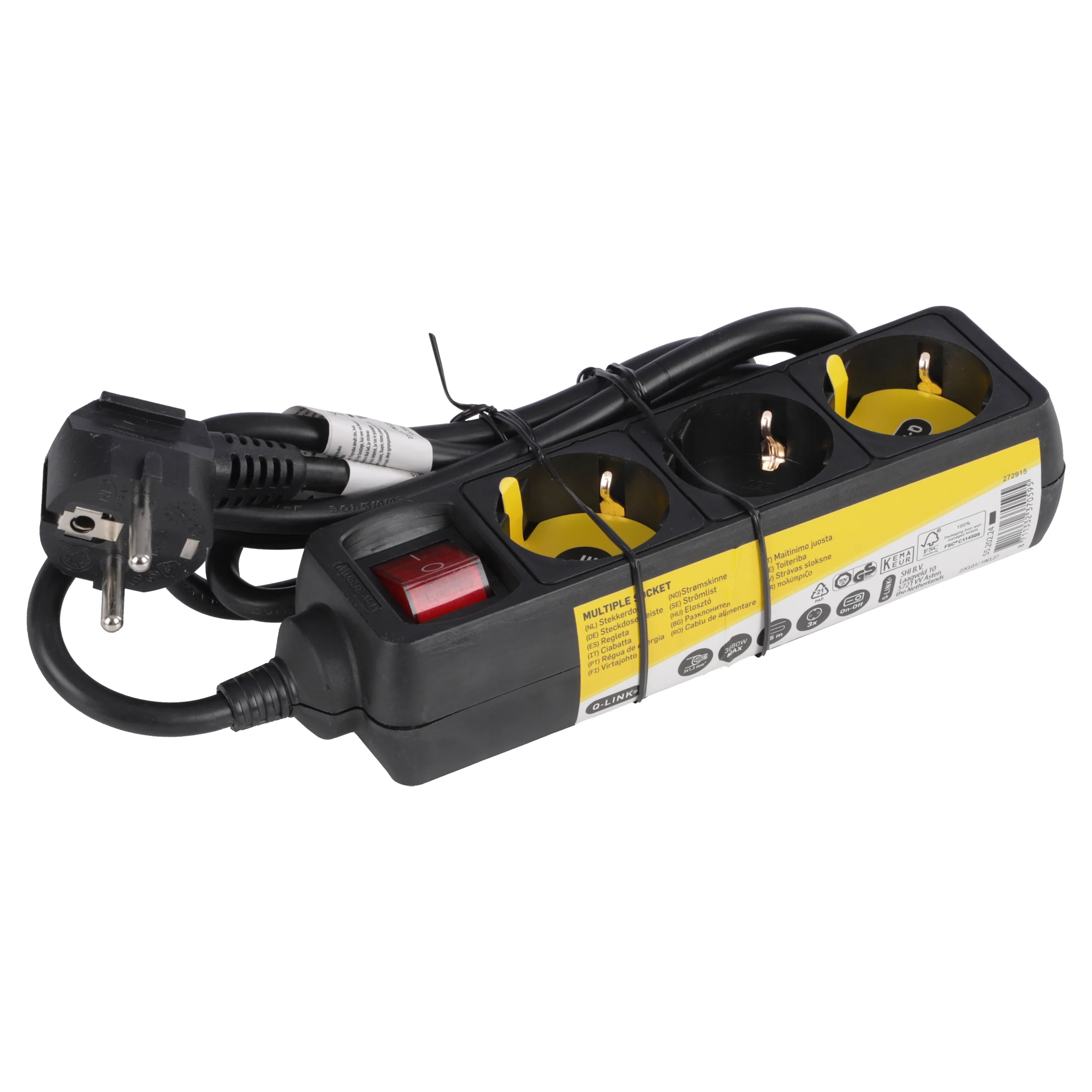Q-Link stekkerdoos 3-voudig 3x geaard zwart 1,5m - Image 2