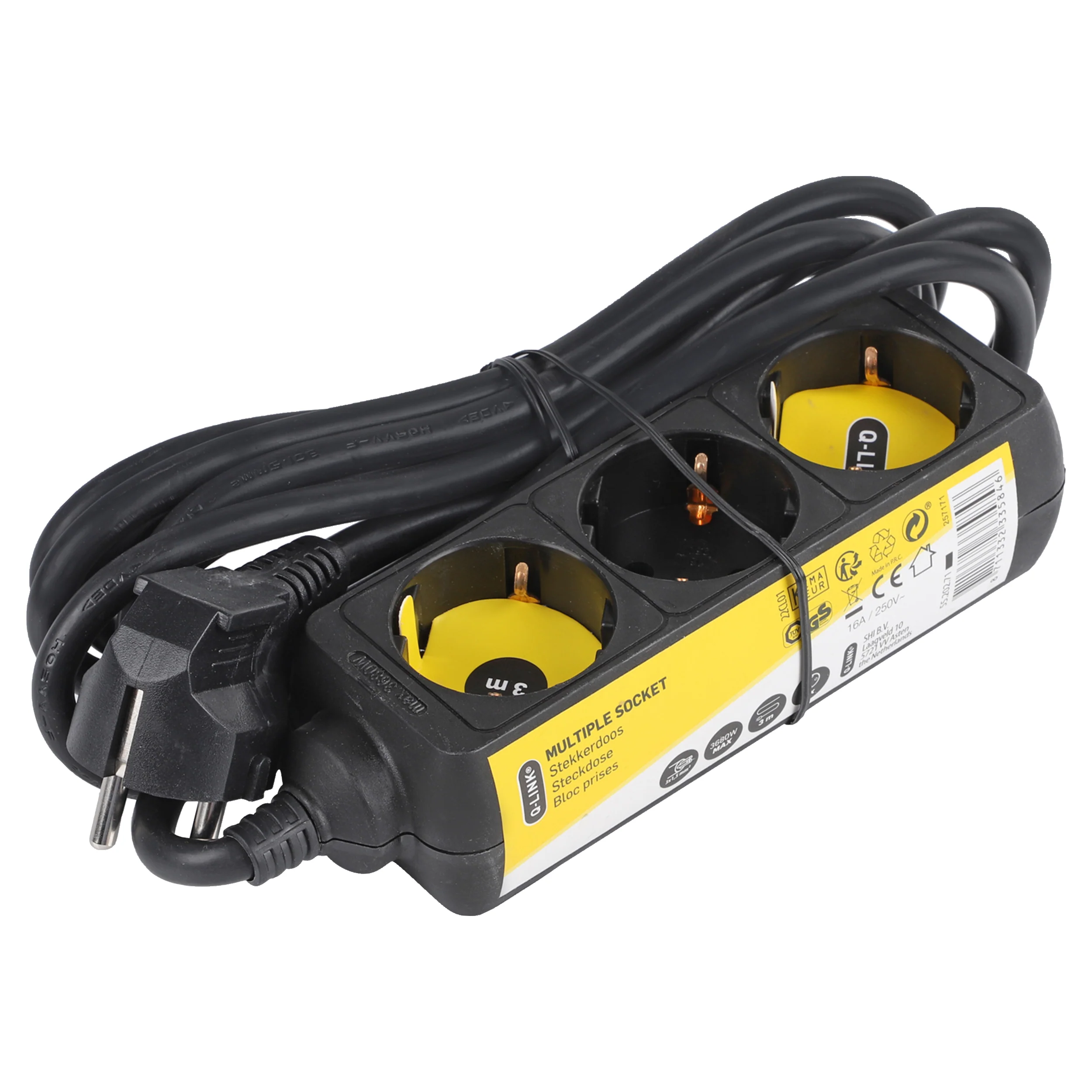 Q-Link stekkerdoos 3-voudig 3x geaard zwart 3m - Image 3
