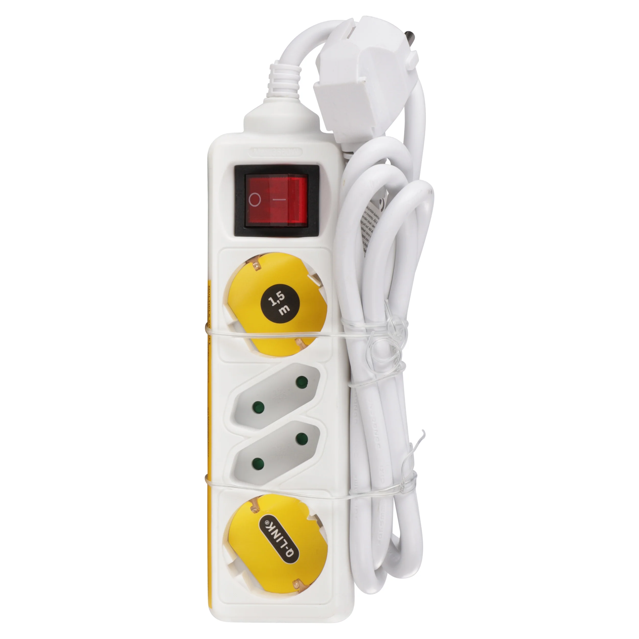 Q-Link stekkerdoos 4-voudig 2x geaard, 2x Euro wit 1,5m - Image 3