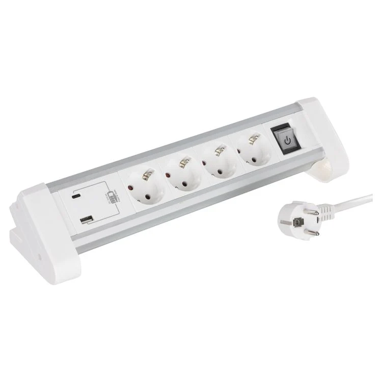 Q-Link stekkerdoos 4-voudig 4x geaard, 1x USB A, 1x USB C wit, 1,5m - Image 2