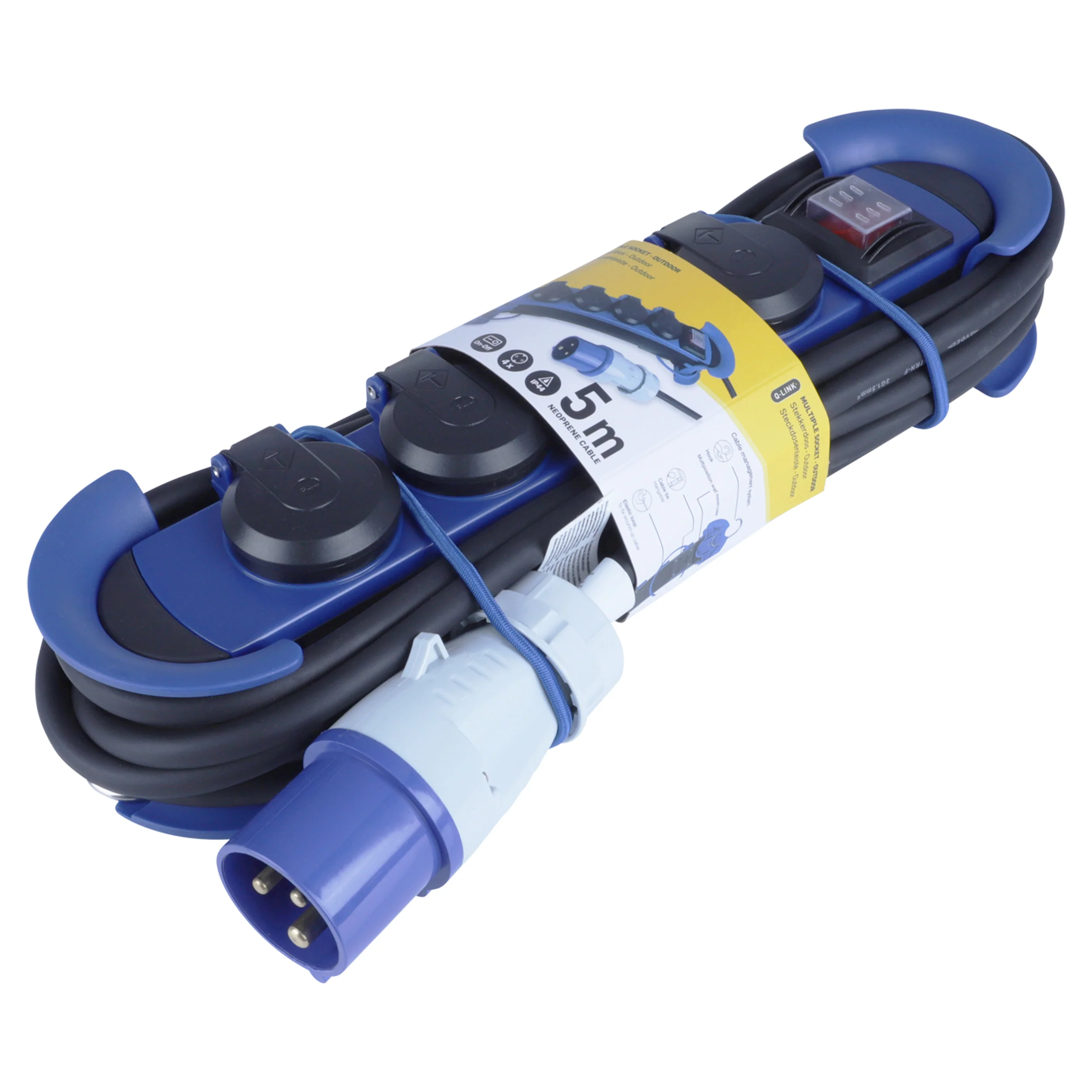 Q-Link stekkerdoos 4-voudig 4x geaard blauw 1,5m - Image 5