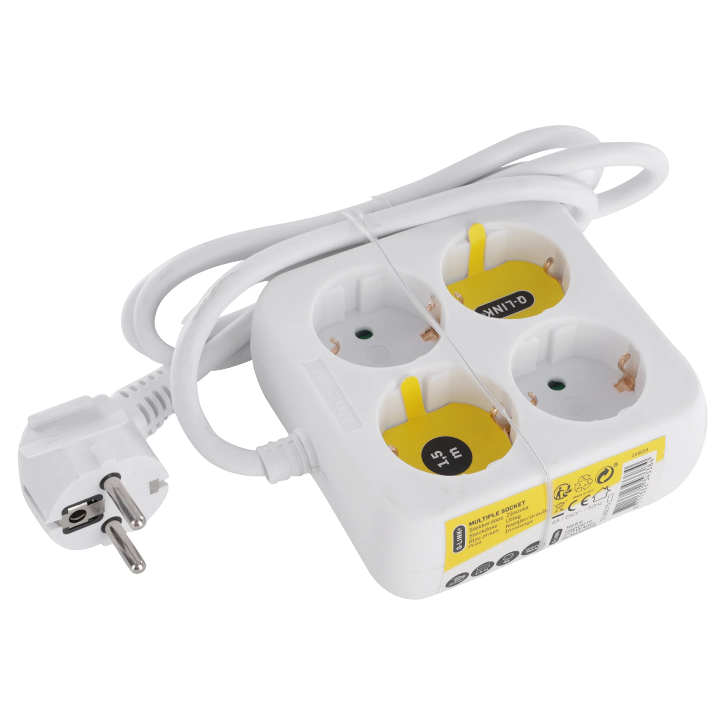 Q-Link stekkerdoos 4-voudig 4x geaard wit 1,5m - Image 3