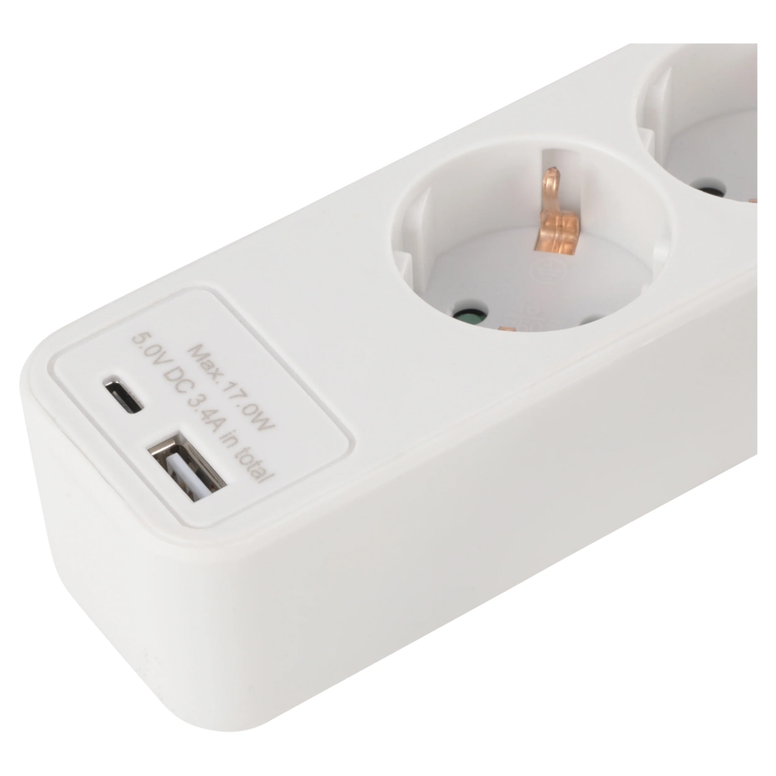 Q-Link stekkerdoos 5-voudig 5x geaard, 1x USB A, 1x USB C wit 1,5m - Image 5