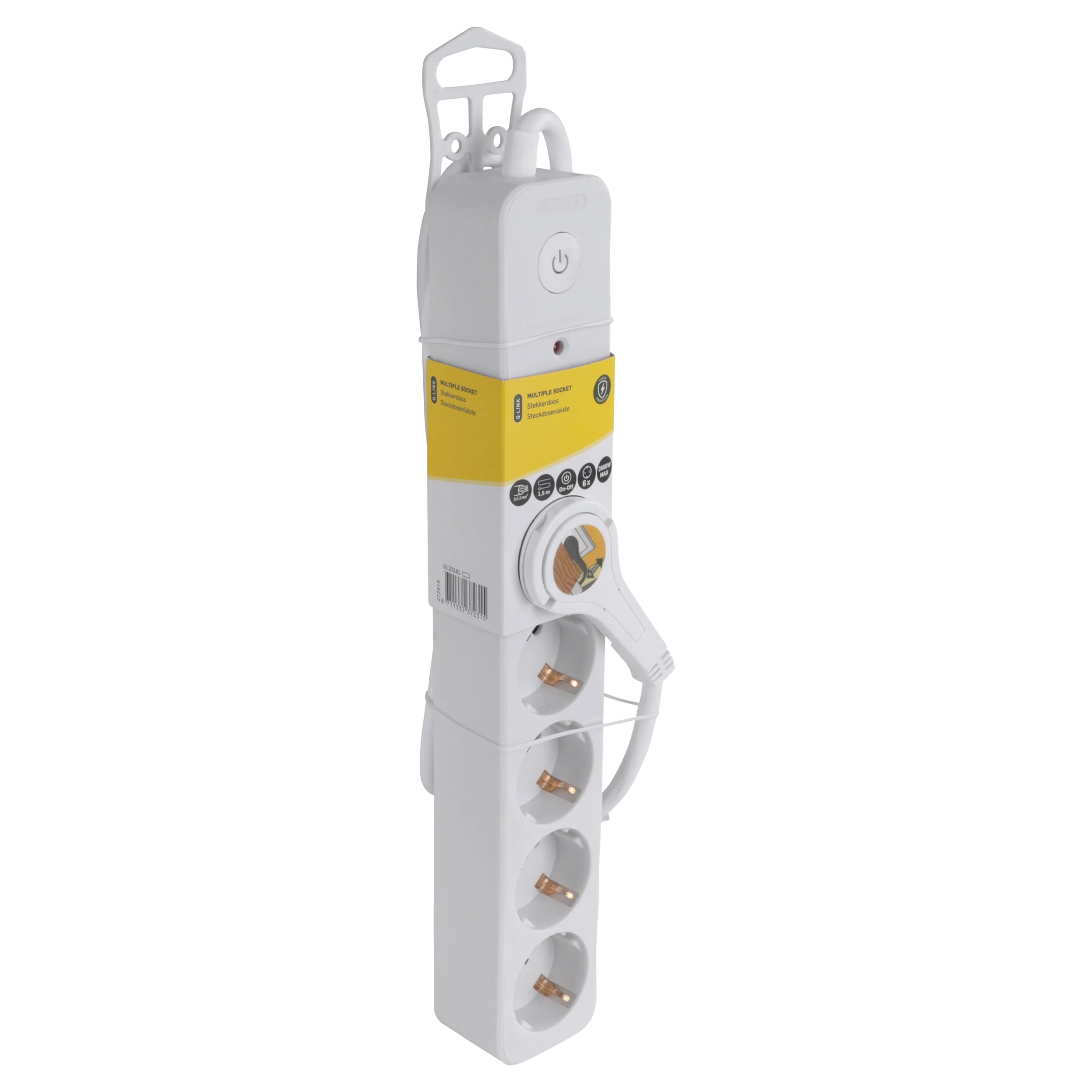Q-Link stekkerdoos 6-voudig 6x geaard wit 1,5m - Image 3